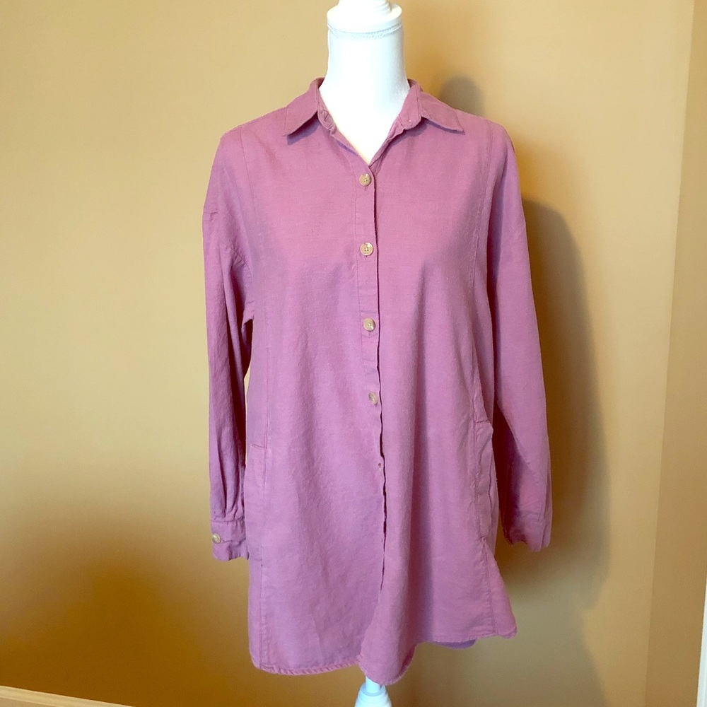 ASOS long pink button down shirt